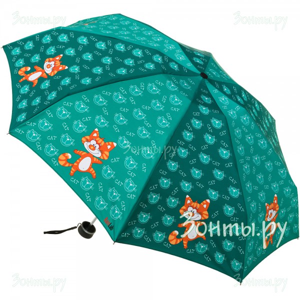 Mini зонтик с принтом Весёлый кот RainLab Cat-028 mini CatsGreen