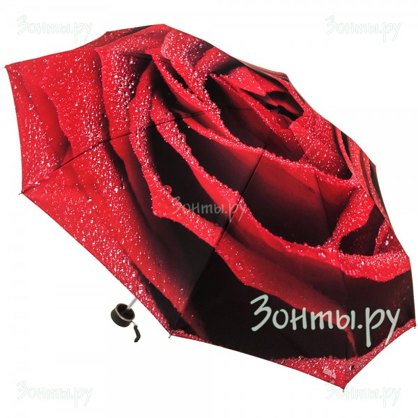 Мини зонтик с красной розой RainLab Fl-058 mini RoseRed