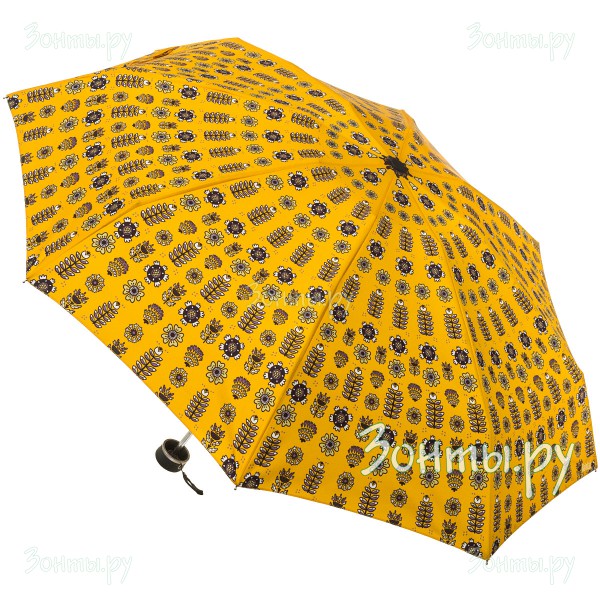 Мини зонтик с узорами цветков на желтом фоне RainLab Fl-060 mini AutumnFlowersY
