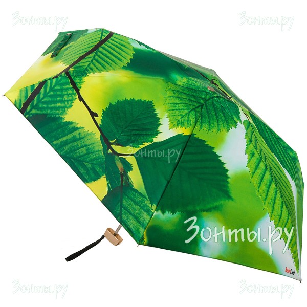 Плоский мини зонтик с принтом липы RainLab 004MF ElmLeaves
