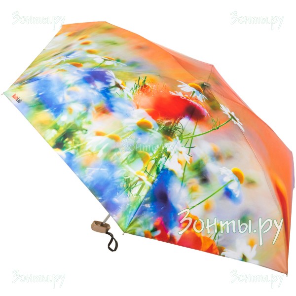 Плоский мини зонтик с принтом полевых цветов RainLab 018MF WildFlowers
