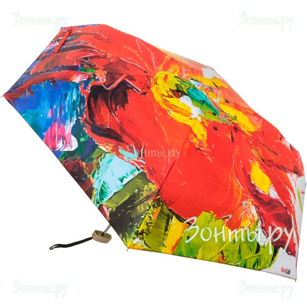 Плоский мини зонтик с картиной цветка RainLab 002MF RedFlower