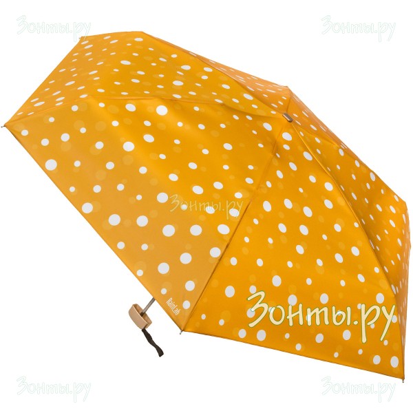 Плоский мини зонтик золотисто-желтый с кругами RainLab 050MF PolkaMangoMojito