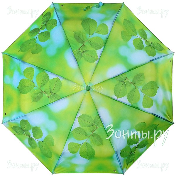 Зонт женский с листьями Magic Rain 9231-04 зеленый