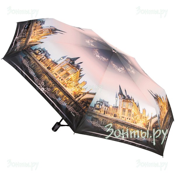 Зонтик с рисунком замка Три слона L3761-06M полный автомат