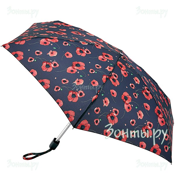 Маленький женский зонтик плоский Fulton L501-4041 Маковый бриз