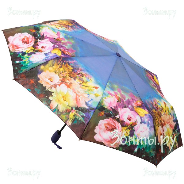 Плоский зонт с цветами и бабочками Lamberti 73716-03 полный автомат