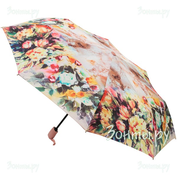 Плоский зонт с цветами и бабочками Lamberti 73716-04 полный автомат