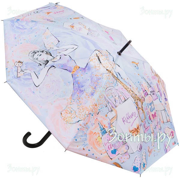 Зонт трость с рисунком лукавая девушка RainLab Pi-100 Auto