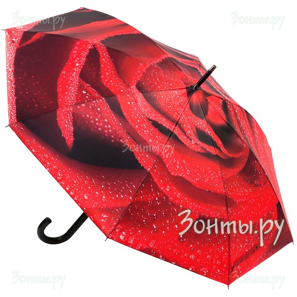 Зонт трость с принтом красной розы RainLab Fl-058 Auto