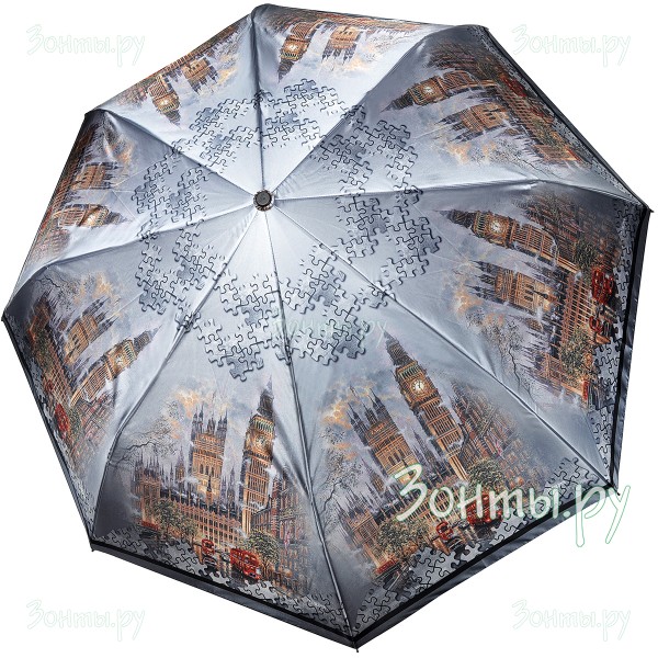 Сатиновый женский зонт автомат Три слона L3882-10D