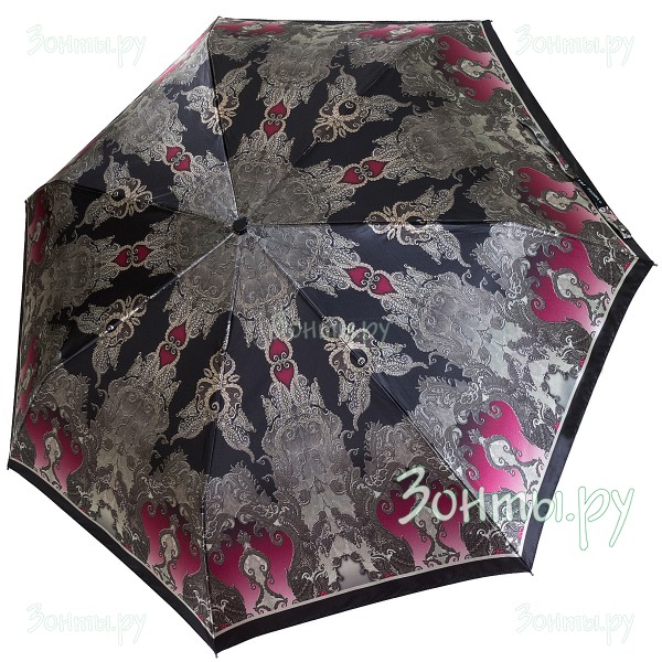 Сатиновый женский зонт с узором Три слона L3762-39O полный автомат