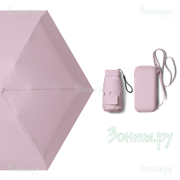 Розовый мини зонт RainLab Bag Pink в сумочке