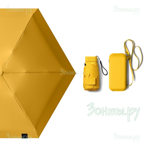 Розовый мини зонт RainLab Bag Yellow в сумочке