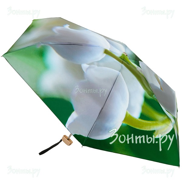 Плоский мини зонтик с принтом ландышей RainLab 015MF LilyValley