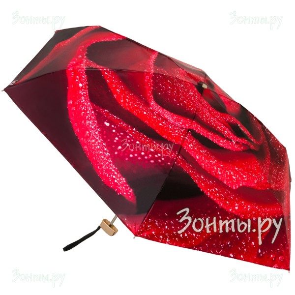 Плоский мини зонтик с принтом роз RainLab 058MF RedRose