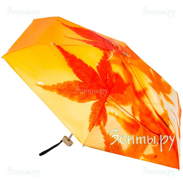 Плоский мини зонтик с принтом листьев клена RainLab 079MF AutumnMaple